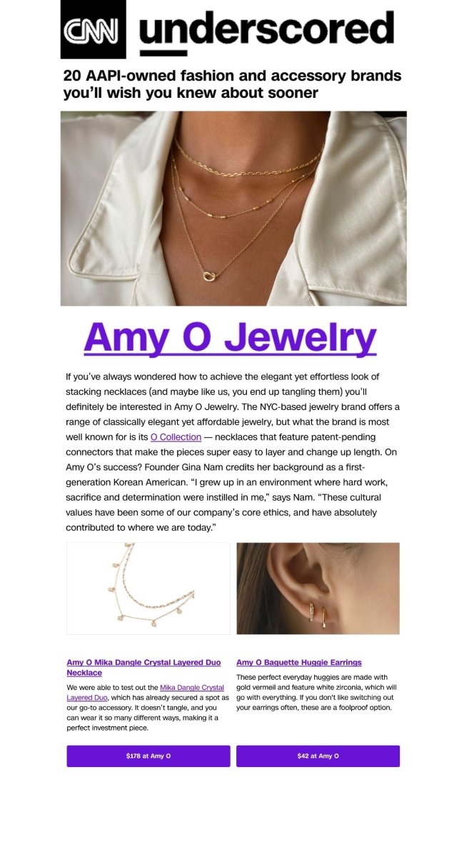 AMYO Jewelry O Collection layered necklaces featured by CNN Underscored