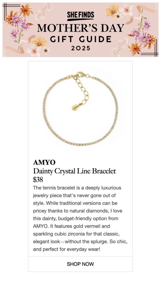 SHEFinds Mother's Day Gift Guide Crystal Bracelet