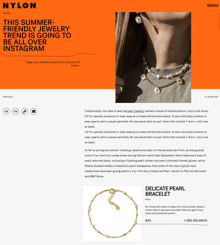 Nylon Summer-Friendly Jewelry Trend All Over Instagram Pearl Bracelet