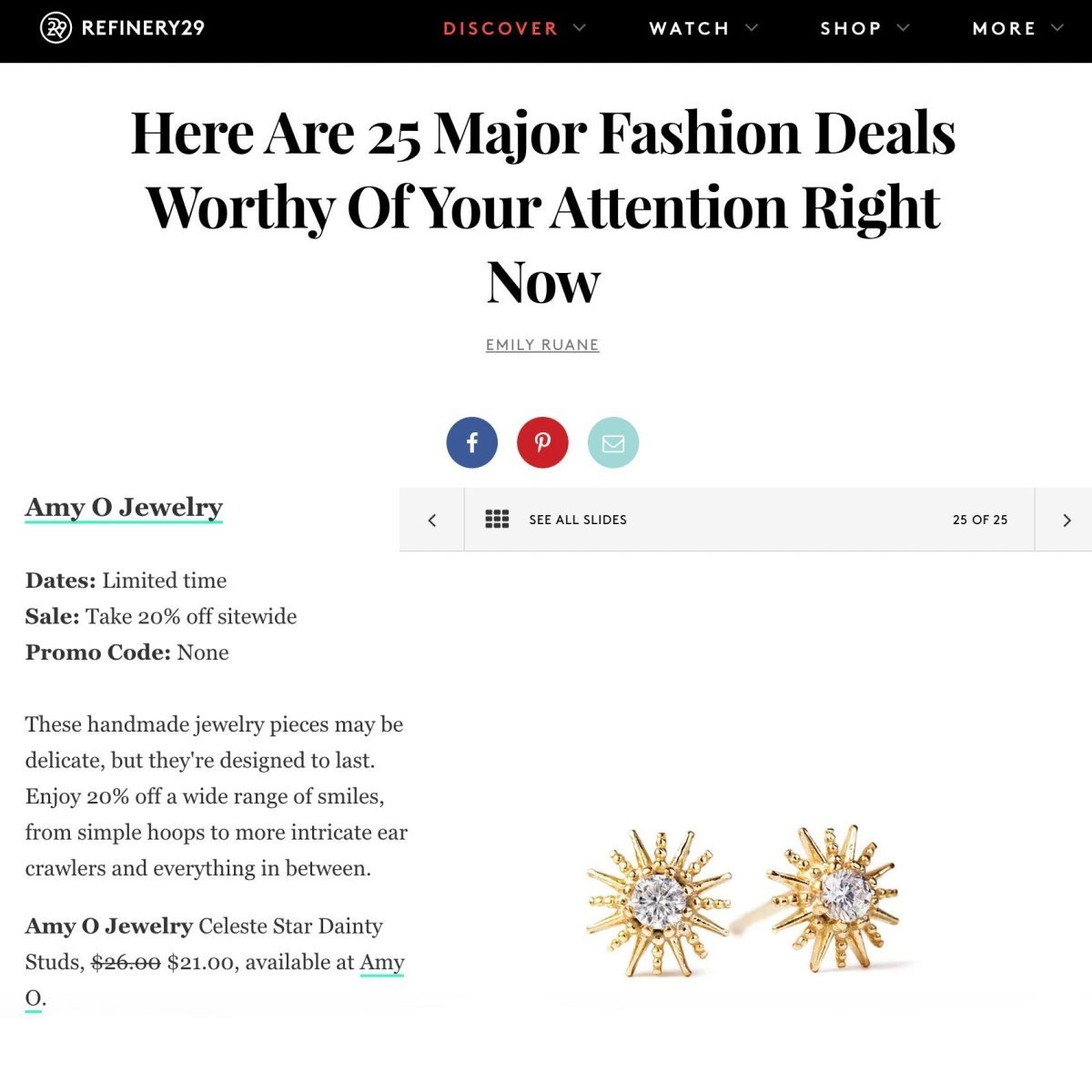 refinery 29, fashion deals, small star studs