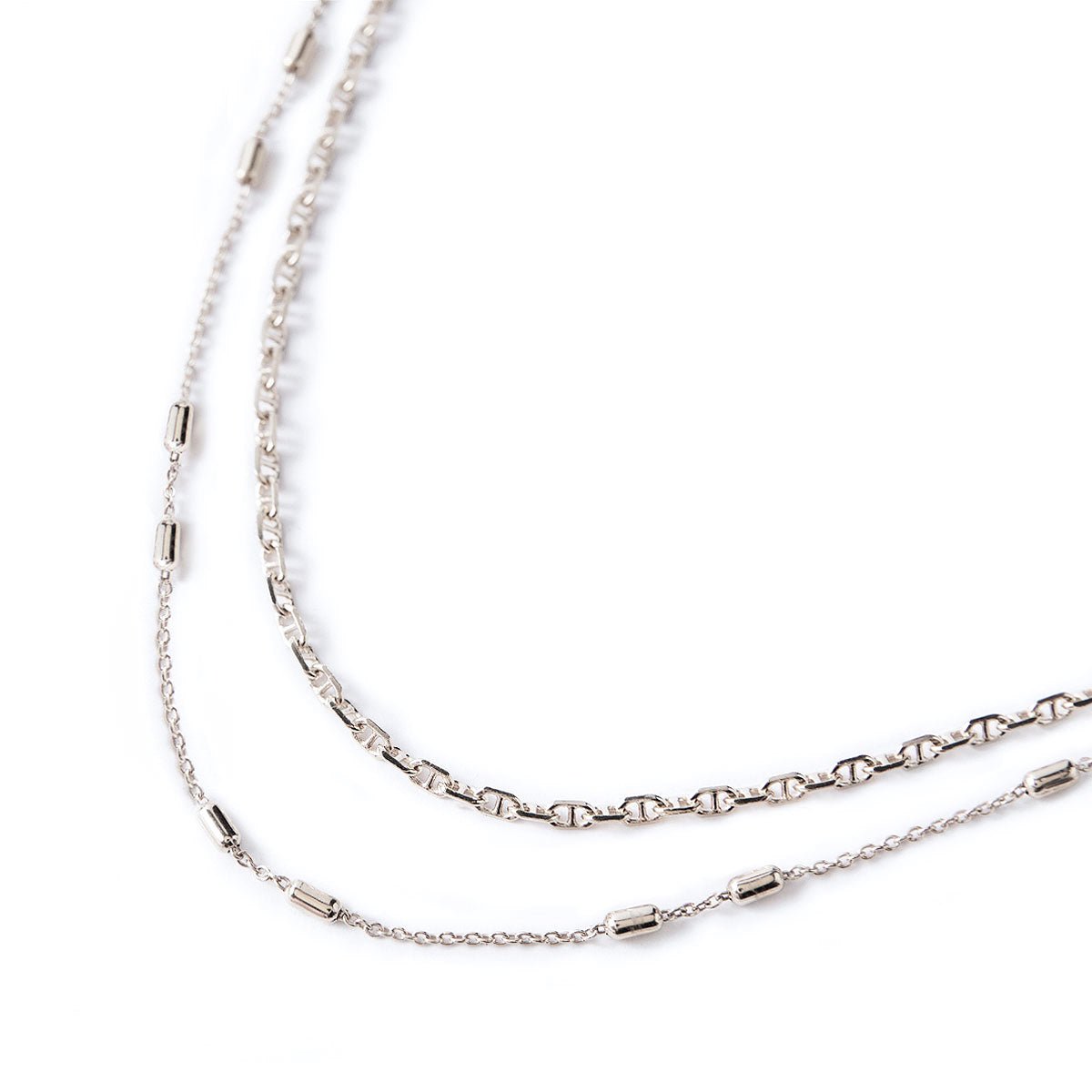 Silver Layered Necklaces, Deux Marina Choker Duo