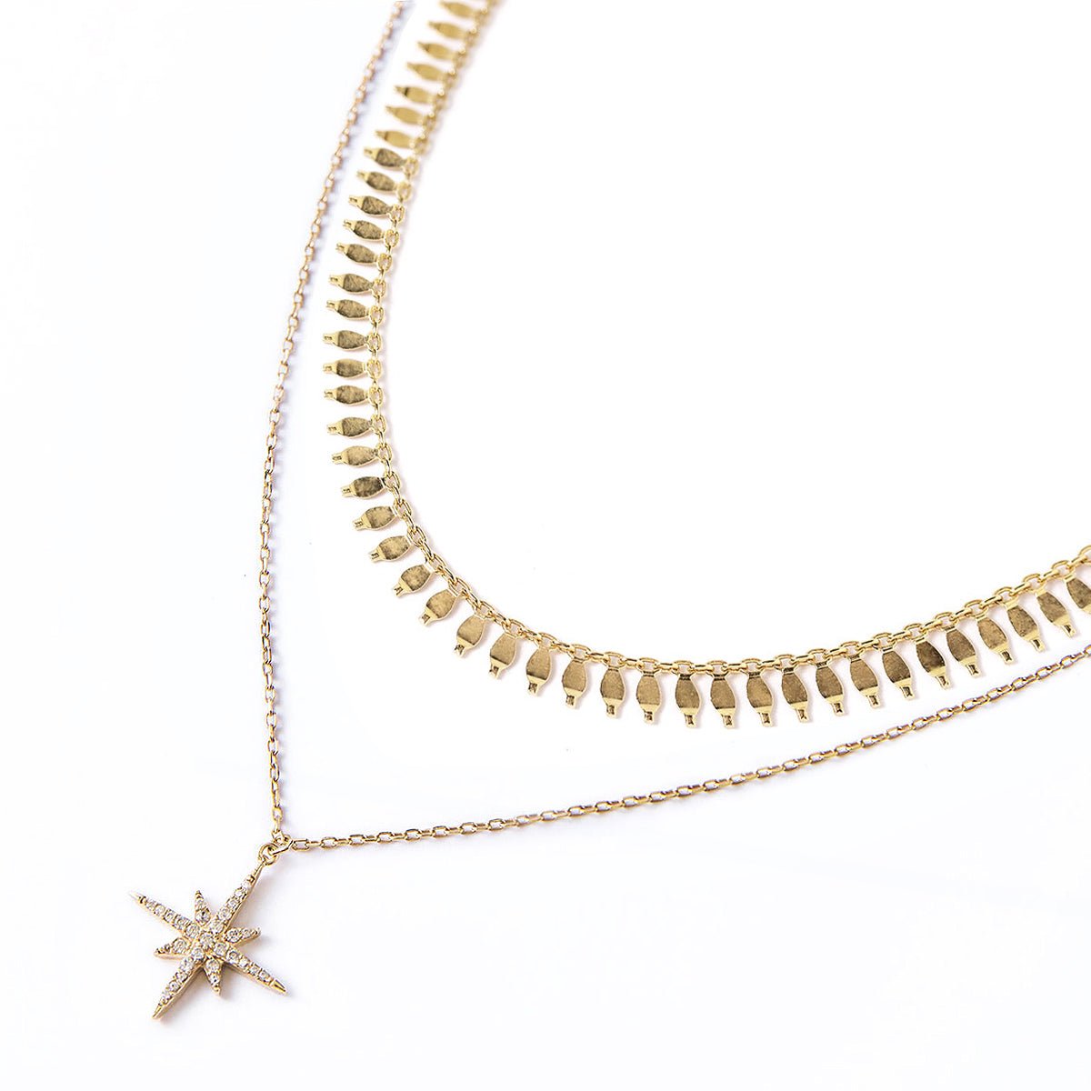 Gold Cleo Chain Choker and Star Layered Necklace