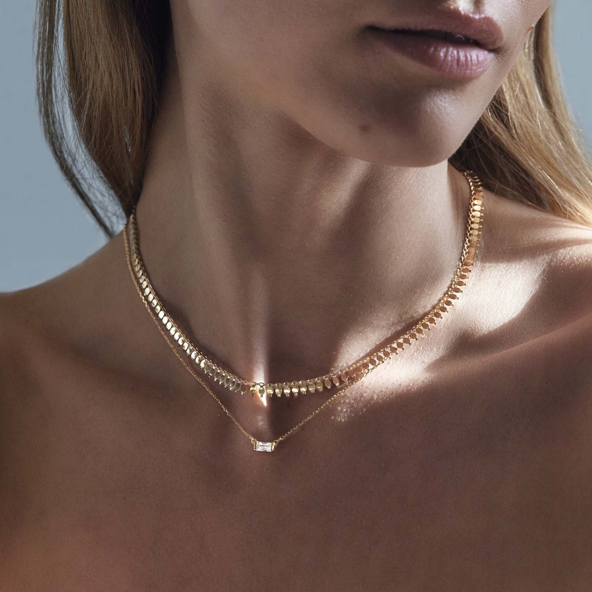 Cleo Baguette Layered Duo White Zirconia