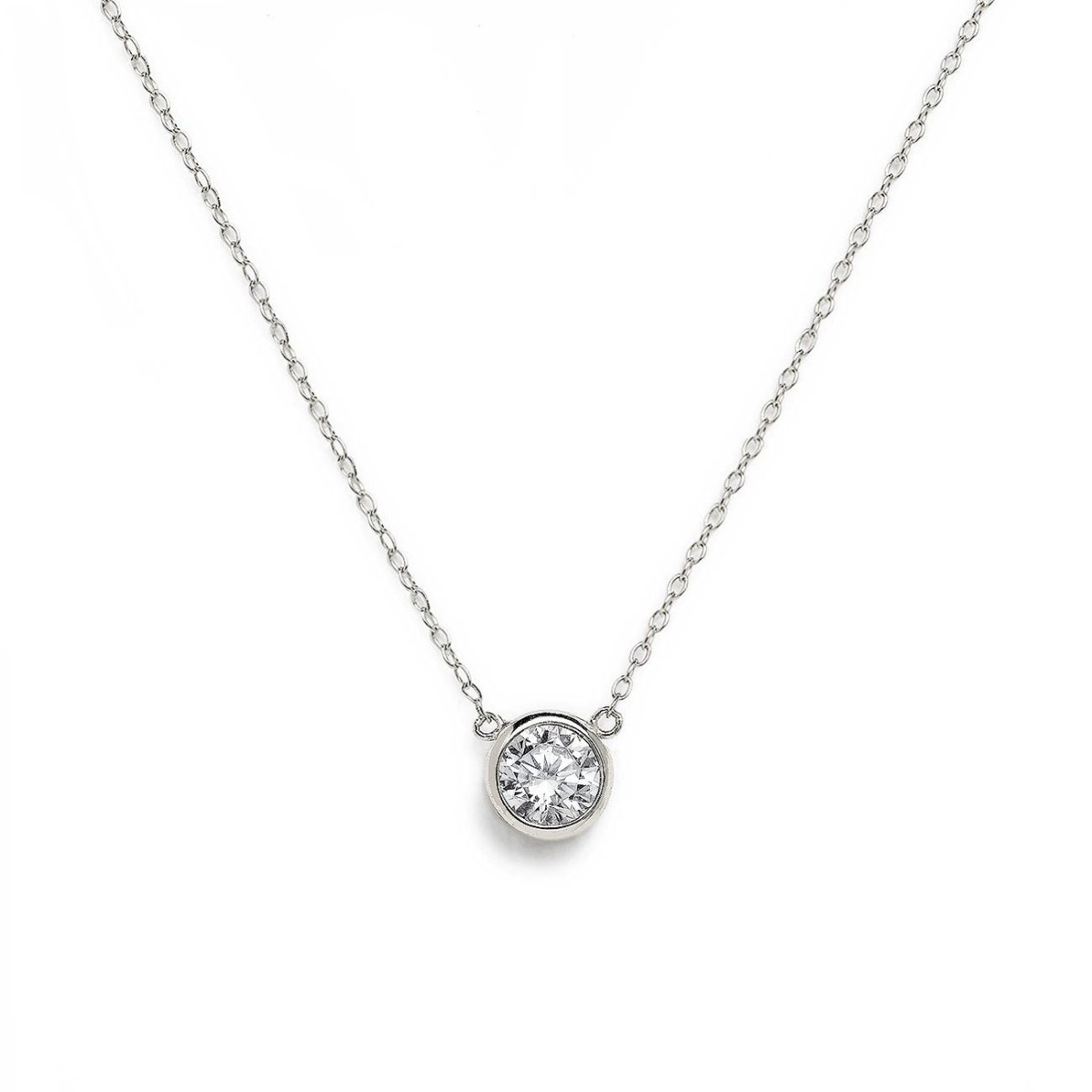 Solitaire Necklace White Zirconia