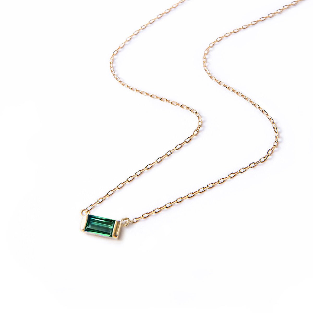 Baguette Gemstone Necklace Emerald