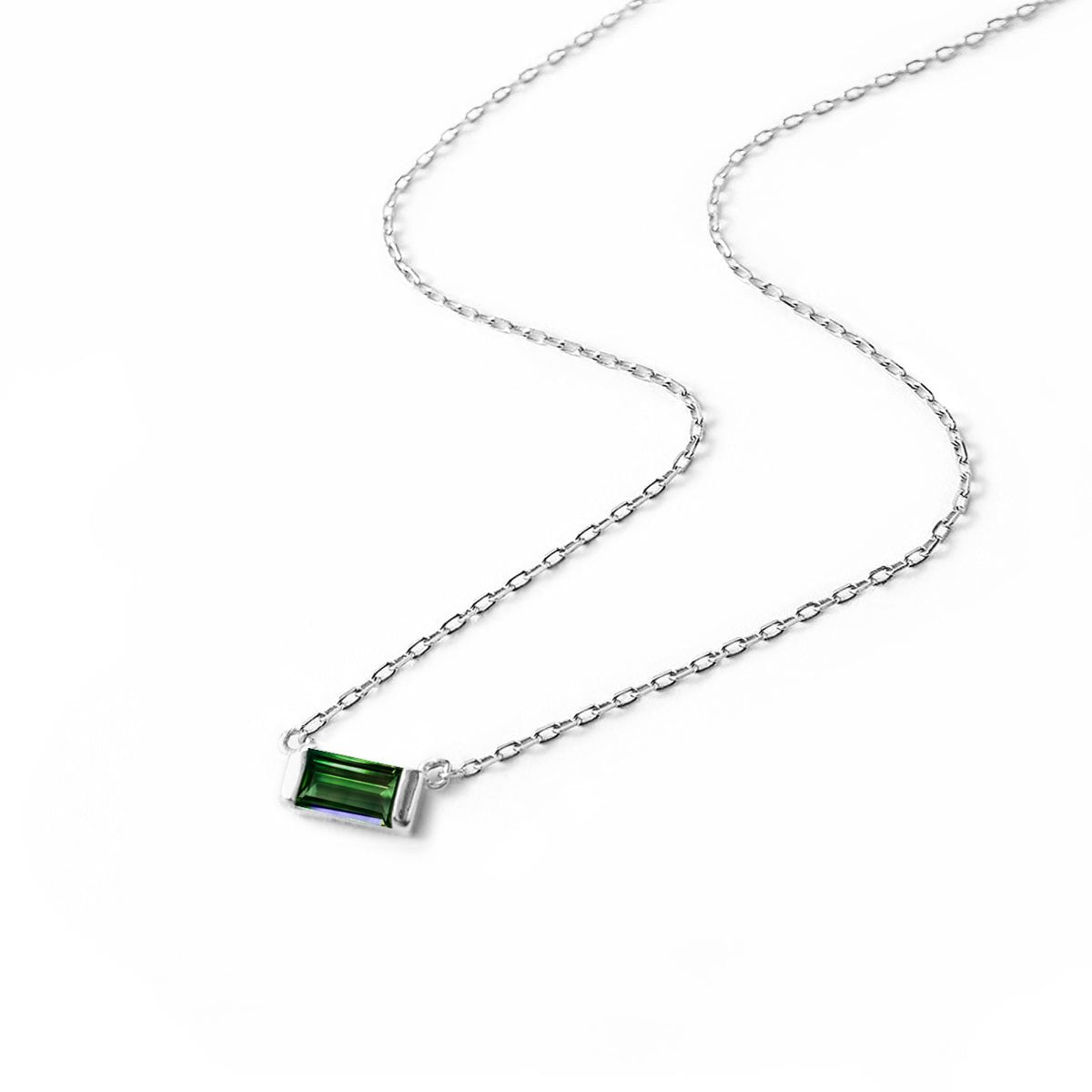 Baguette Gemstone Necklace Emerald