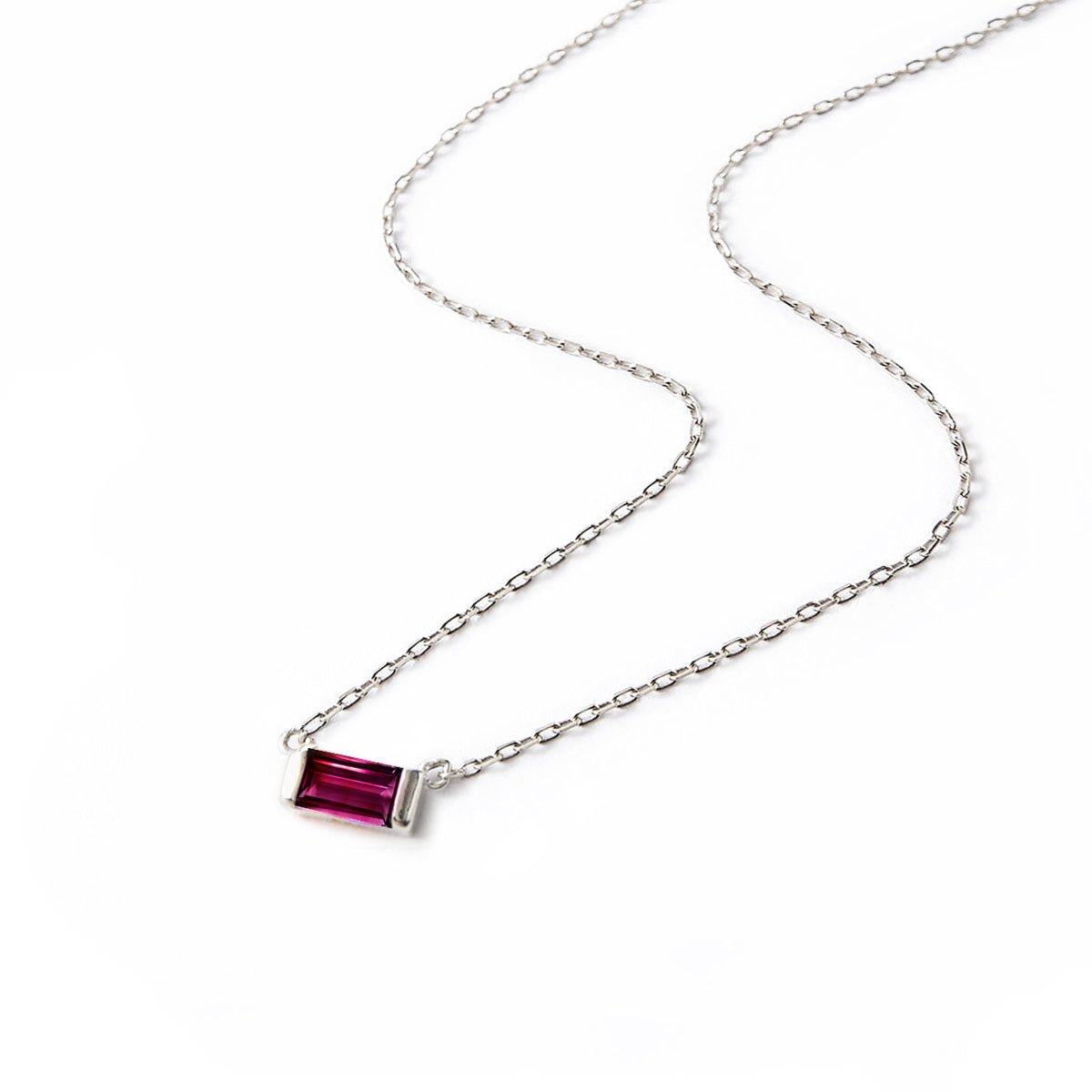 Baguette Gemstone Necklace Ruby