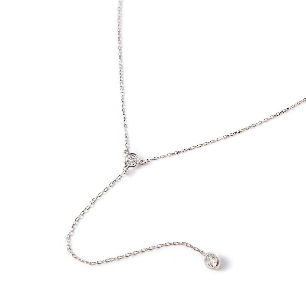 Silver Lariat Necklace, Crystal Lariat Necklace