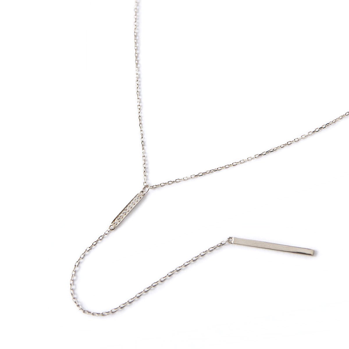 Silver Lariat Necklace, Bar Lariat Necklace
