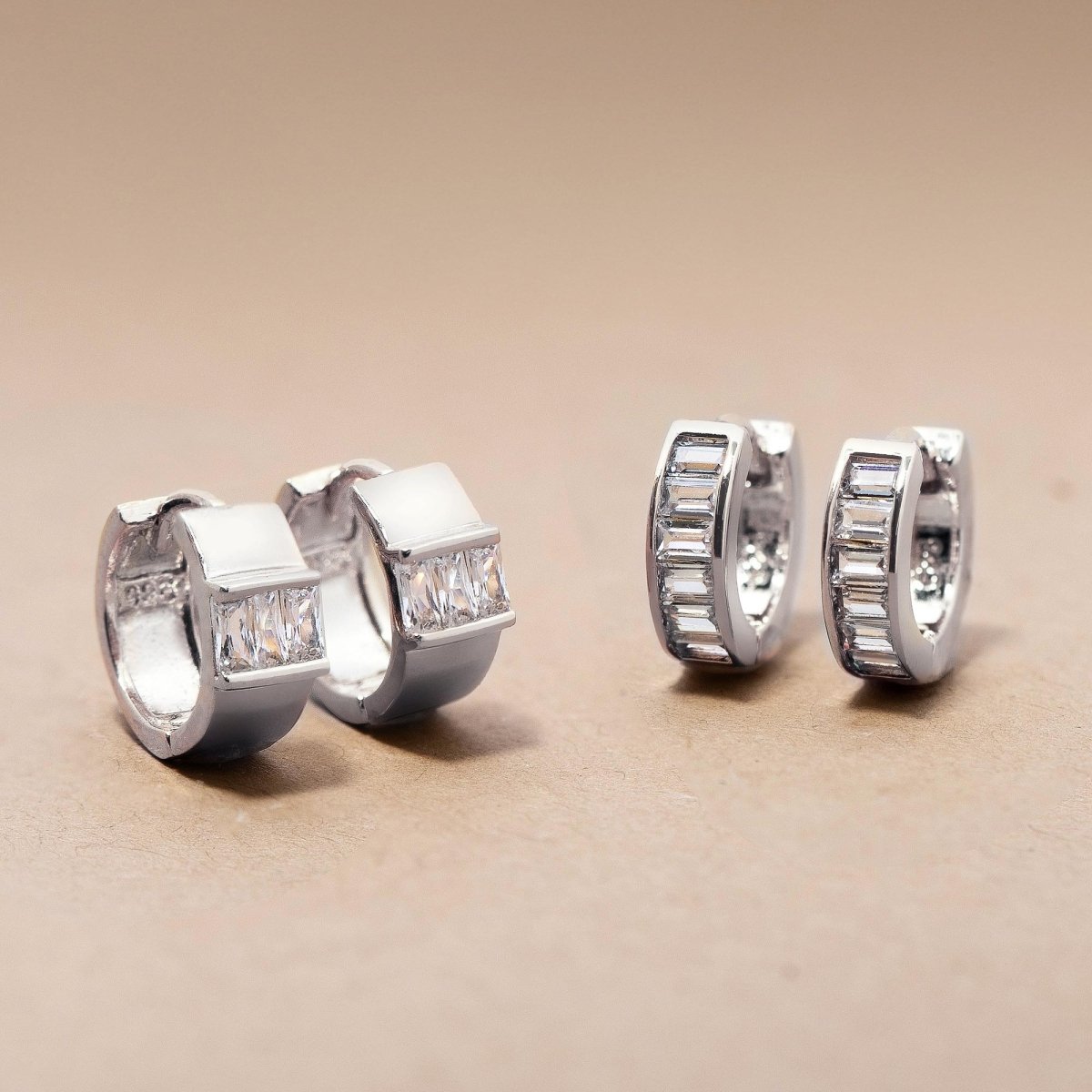 Thick Baguette Huggie Earrings