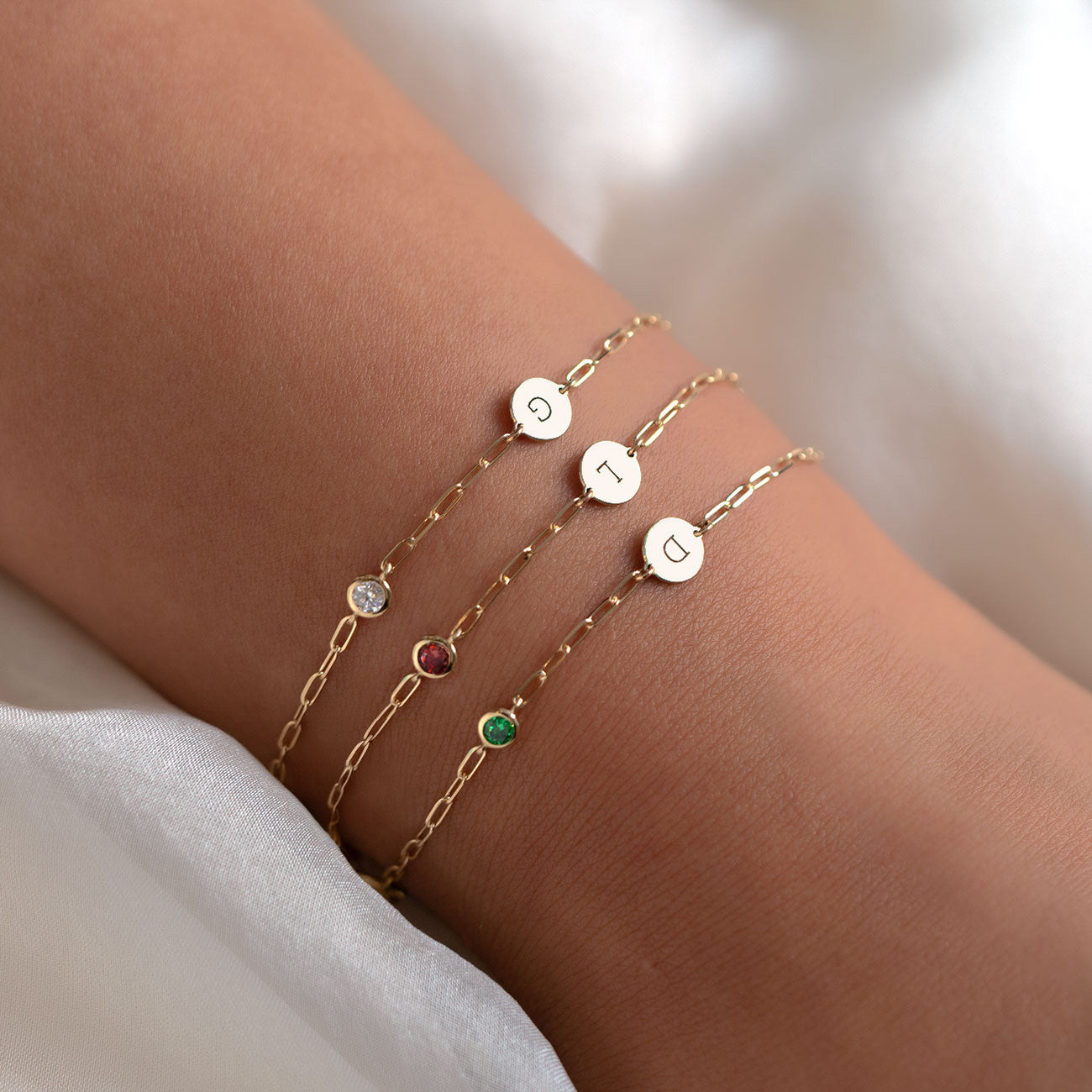 Initial Disc Solitaire Bracelet
