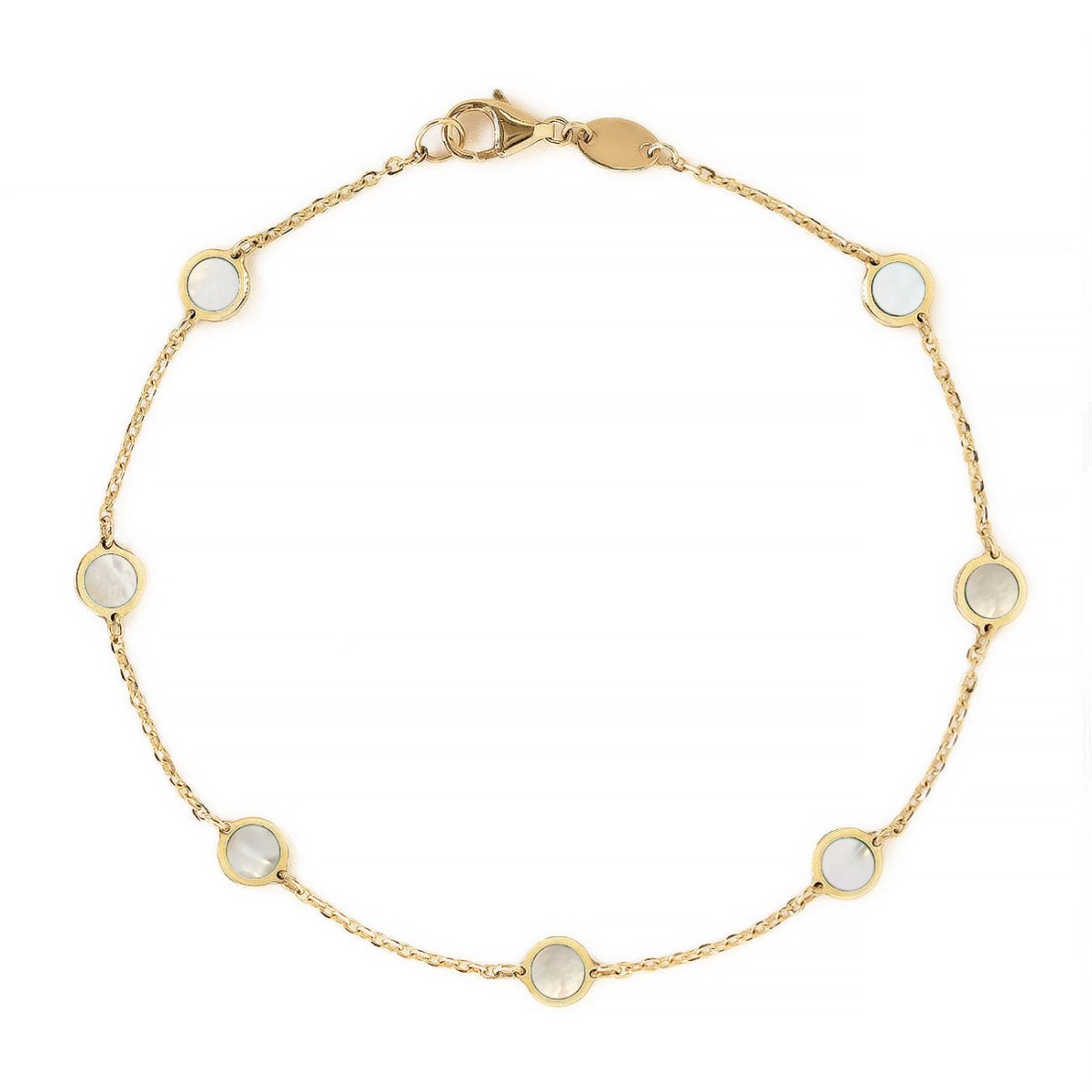 Gemstone Circle Bracelet Mother of Pearl