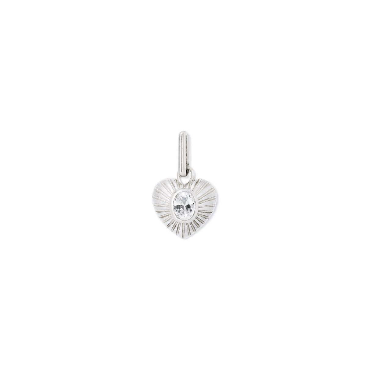 Gemstone Ridge Heart Charm White Zirconia