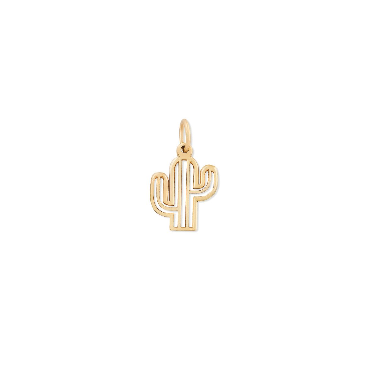 14K Gold Necklace Charm, Cactus Charm Pendant