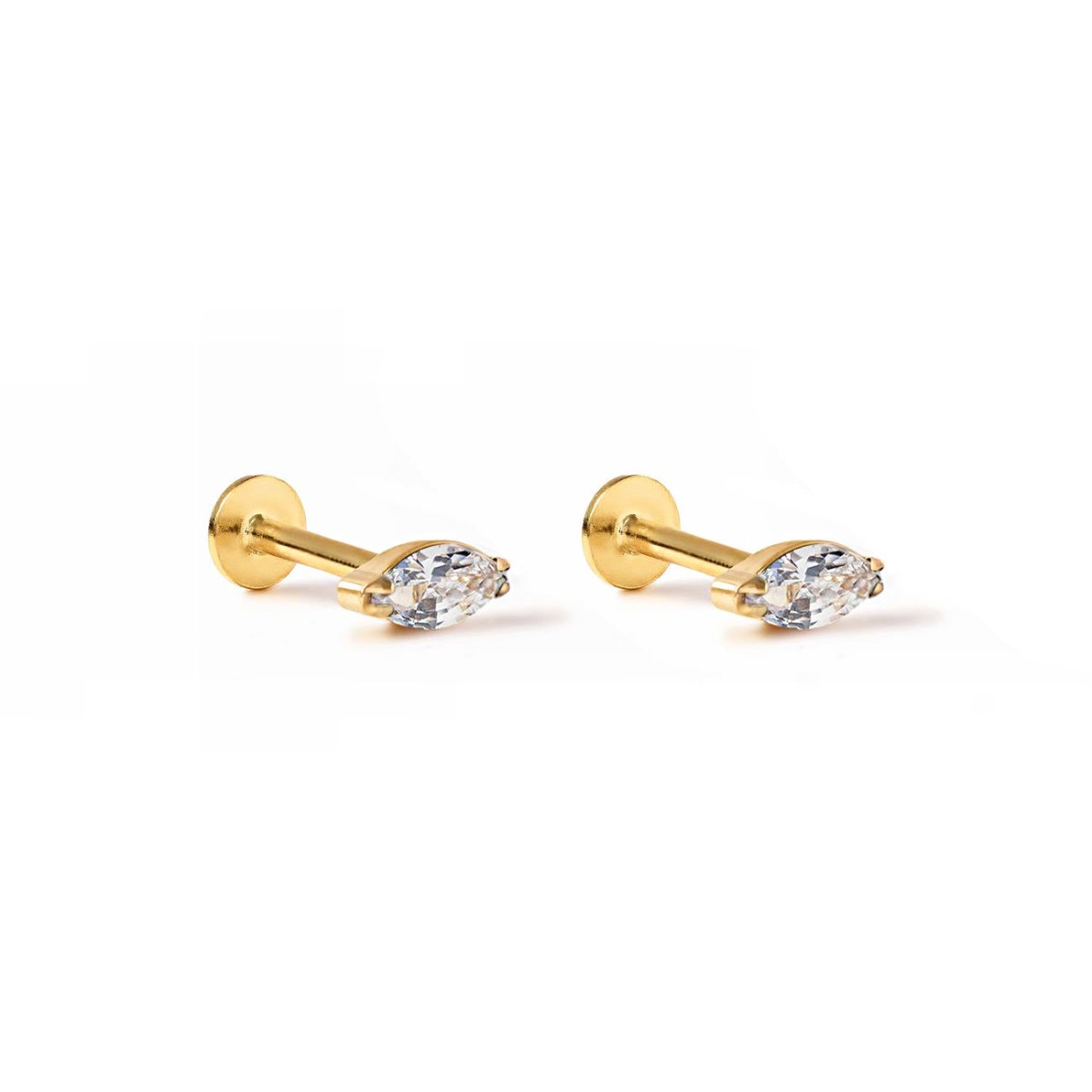 Tiny Marquise Gemstone Studs White Zirconia