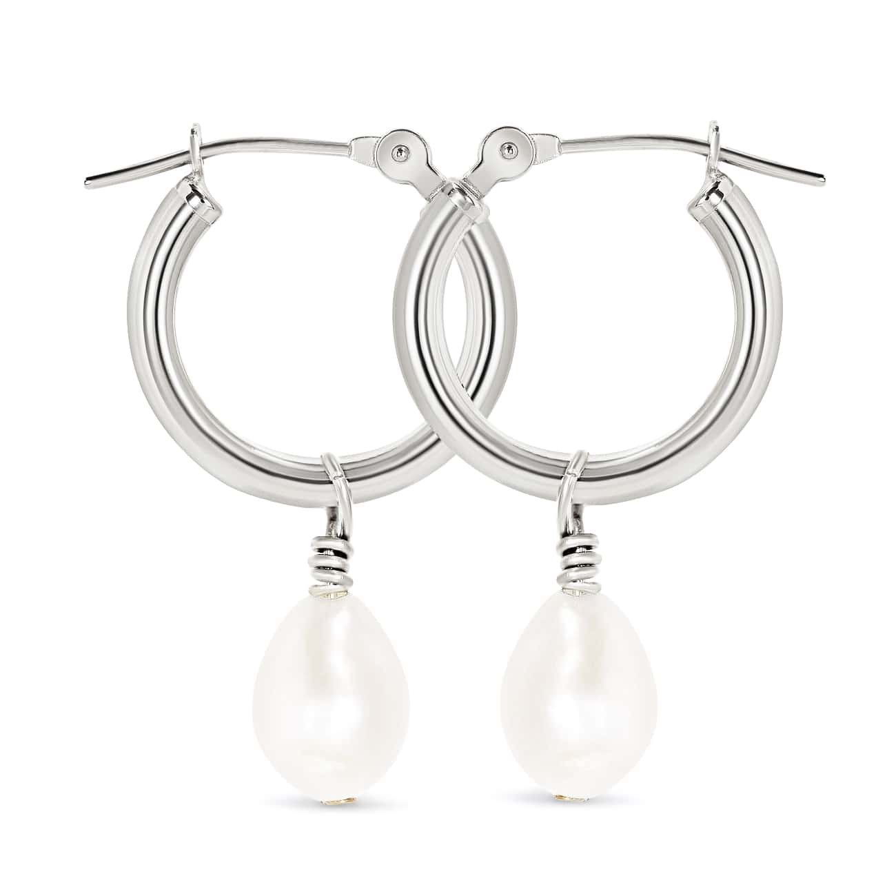 Pearl Drop Hoop Earrings