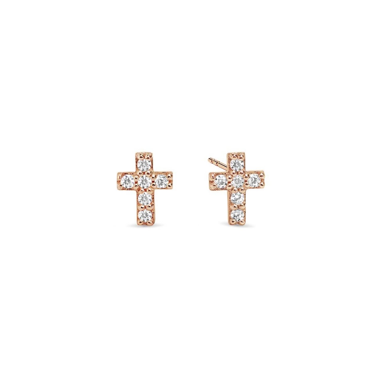 Tiny Pavé Cross Studs