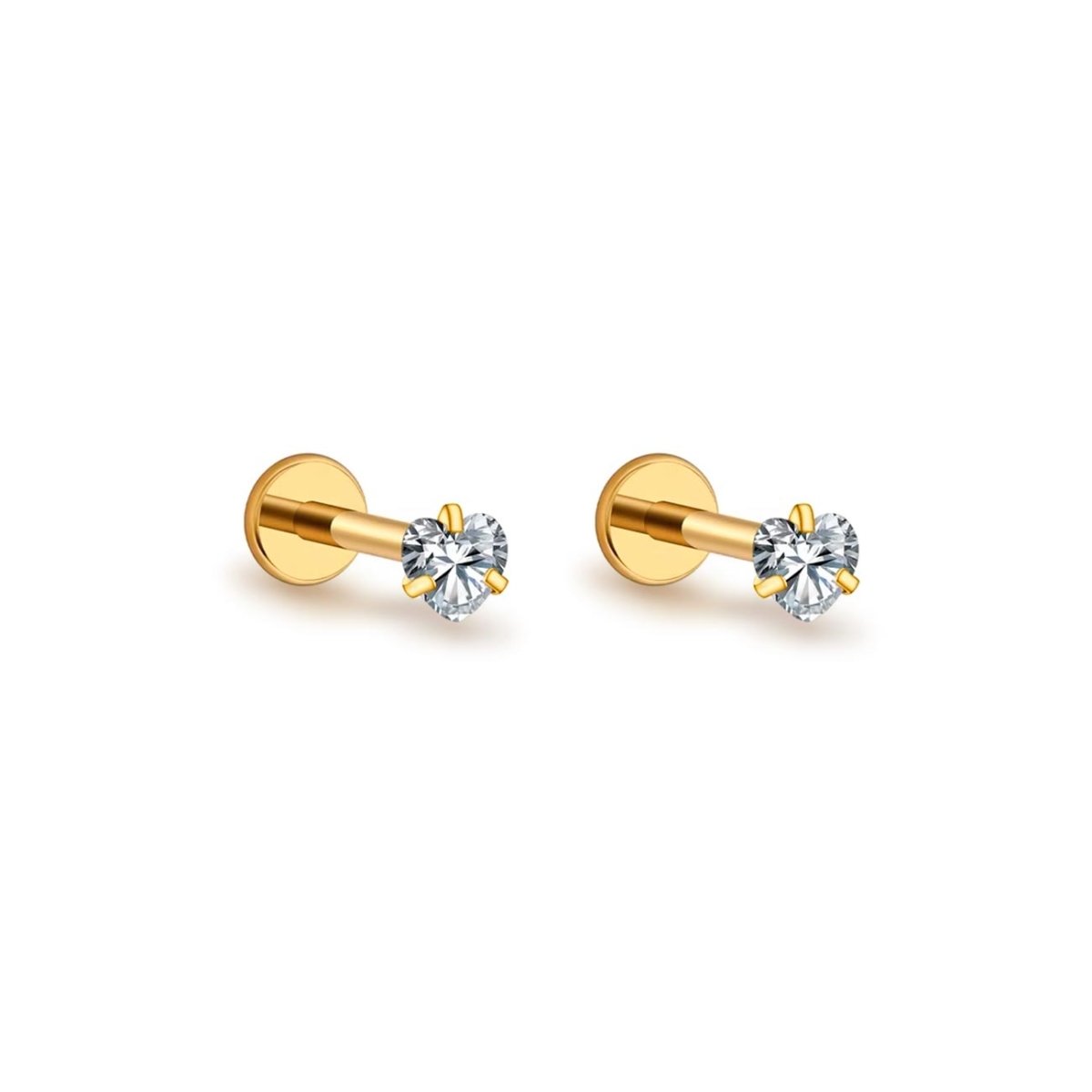 Tiny Heart Crystal Flat Back Studs