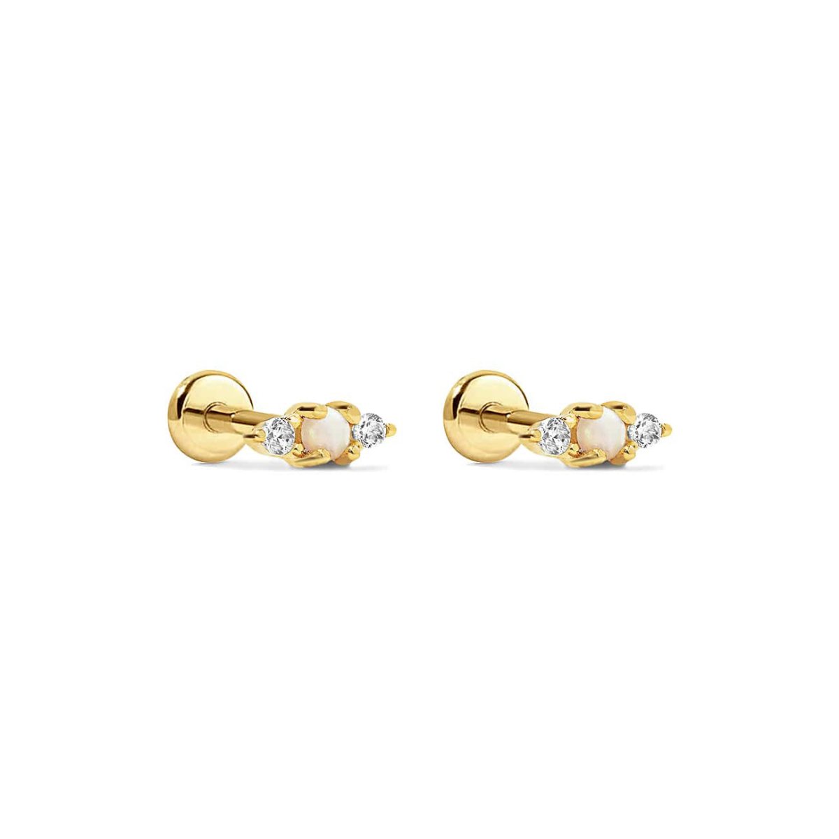 Tiny Trio Flat Back Studs White Opal