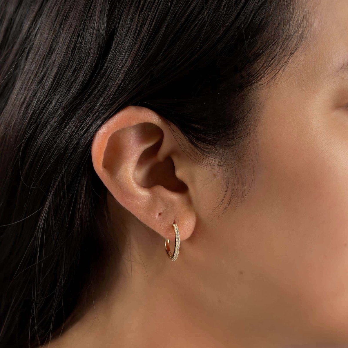 Thin Pavé Small Hoops