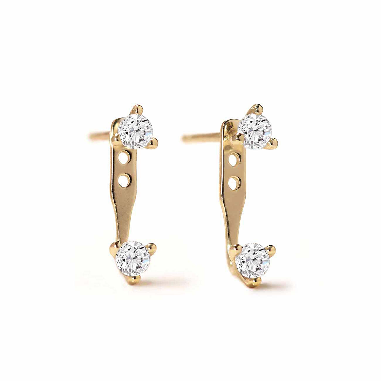 Tiny Solitaire Earring Jacket White Zirconia