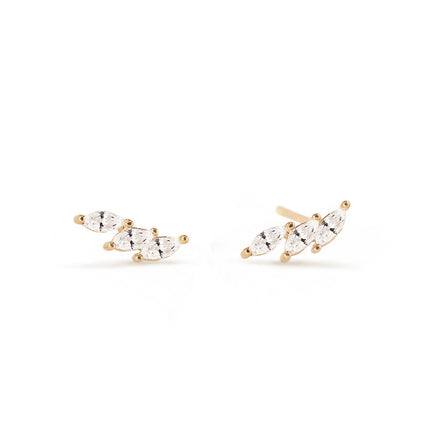 Tiny Marquise Curve Studs