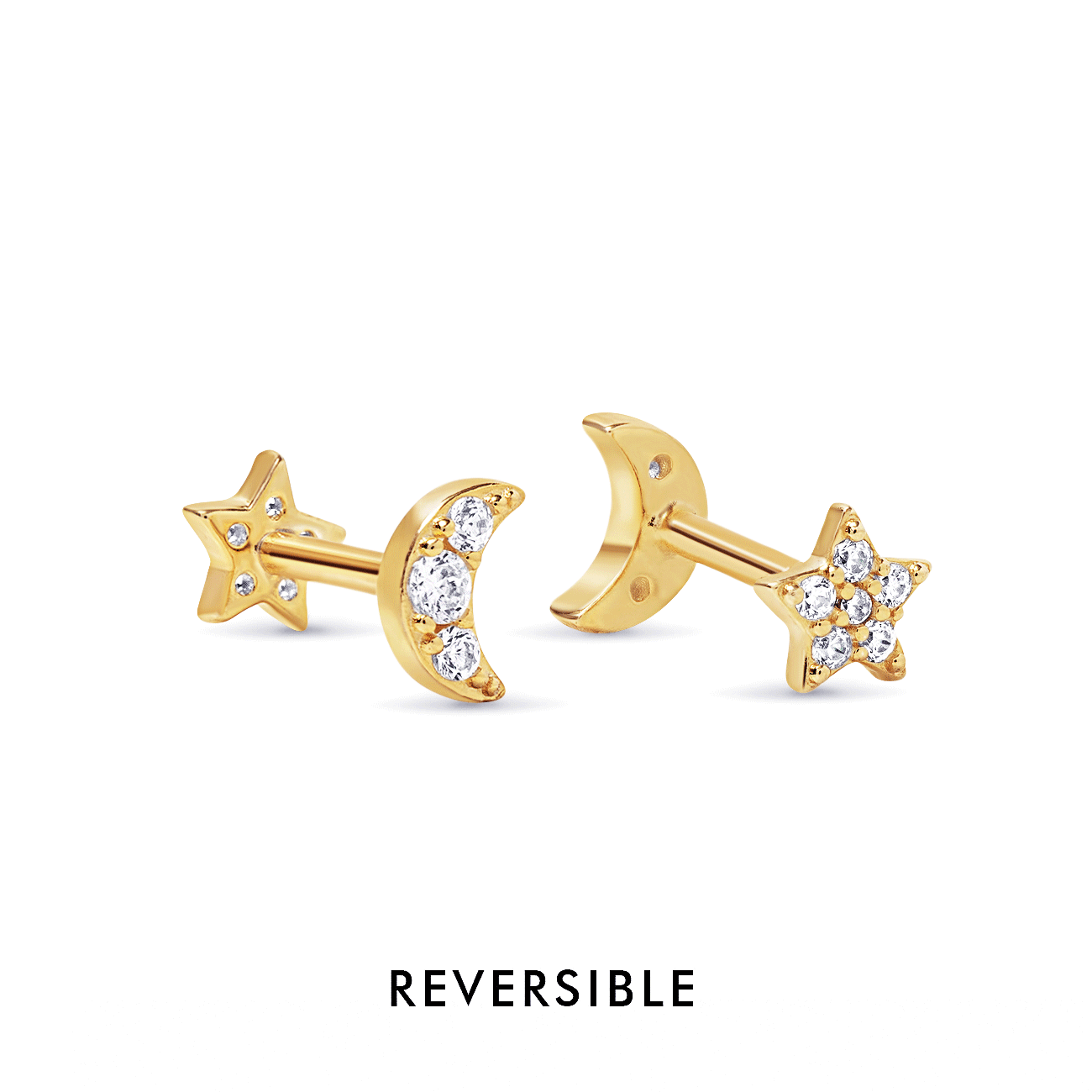 Moon + Star Flat Back Studs