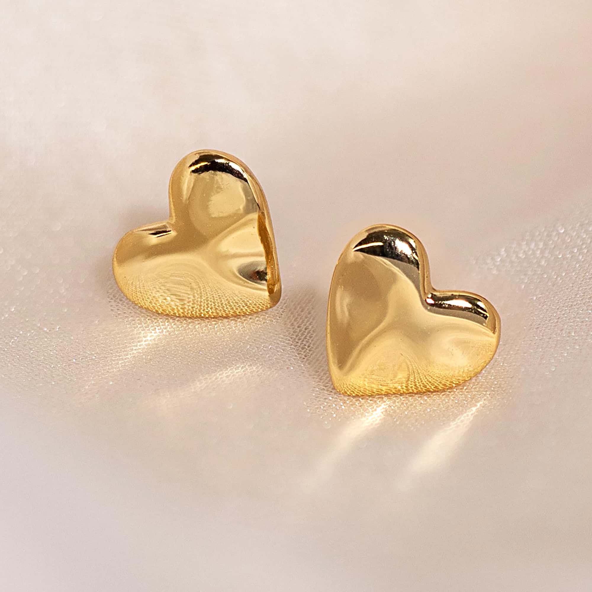 Hammered Heart Studs