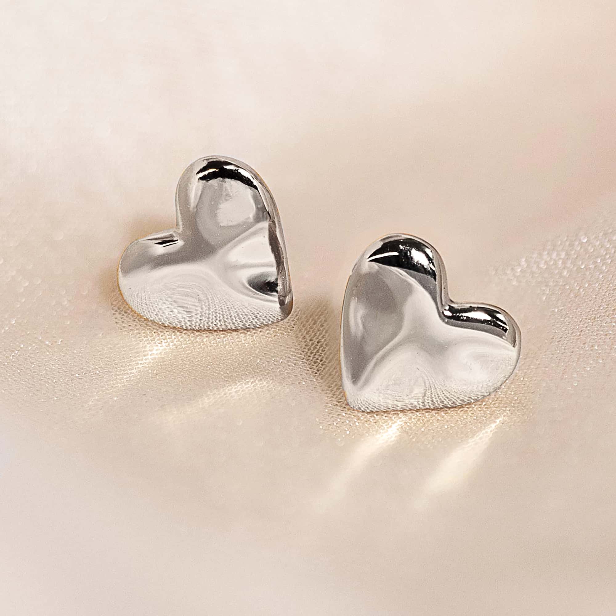 Hammered Heart Studs