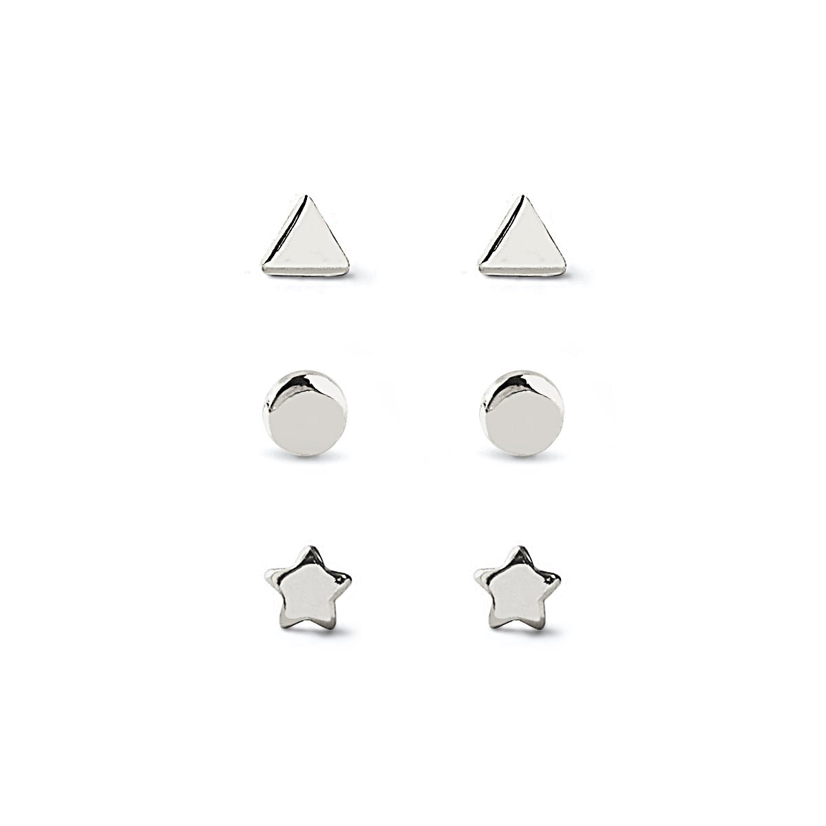 Tiny Star Circle Triangle Studs Set