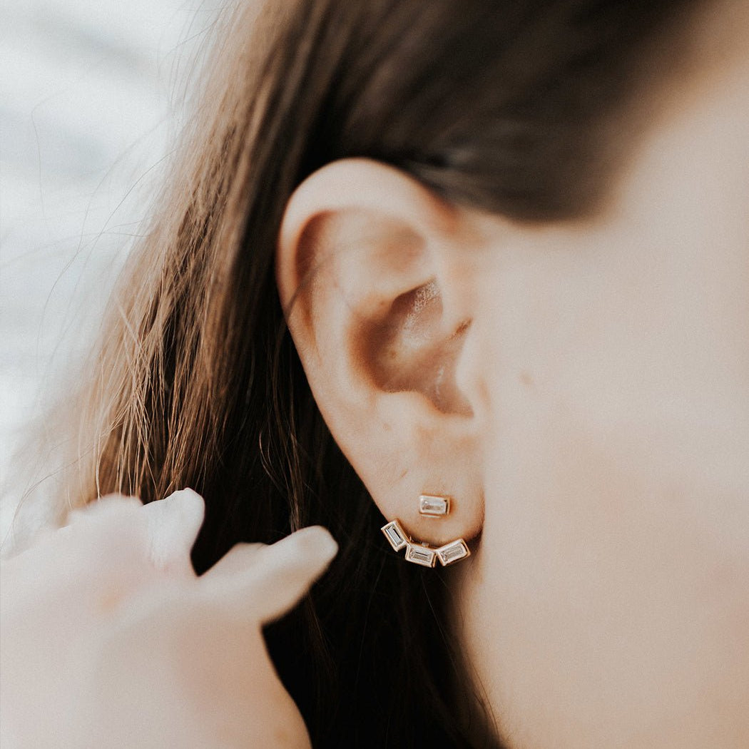 Baguette Ear Jacket, Earrings - AMY O. Jewelry