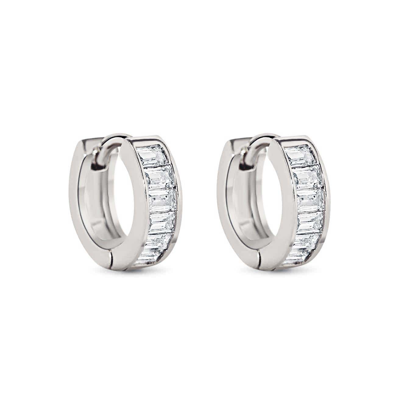 Thick Baguette Huggie Earrings