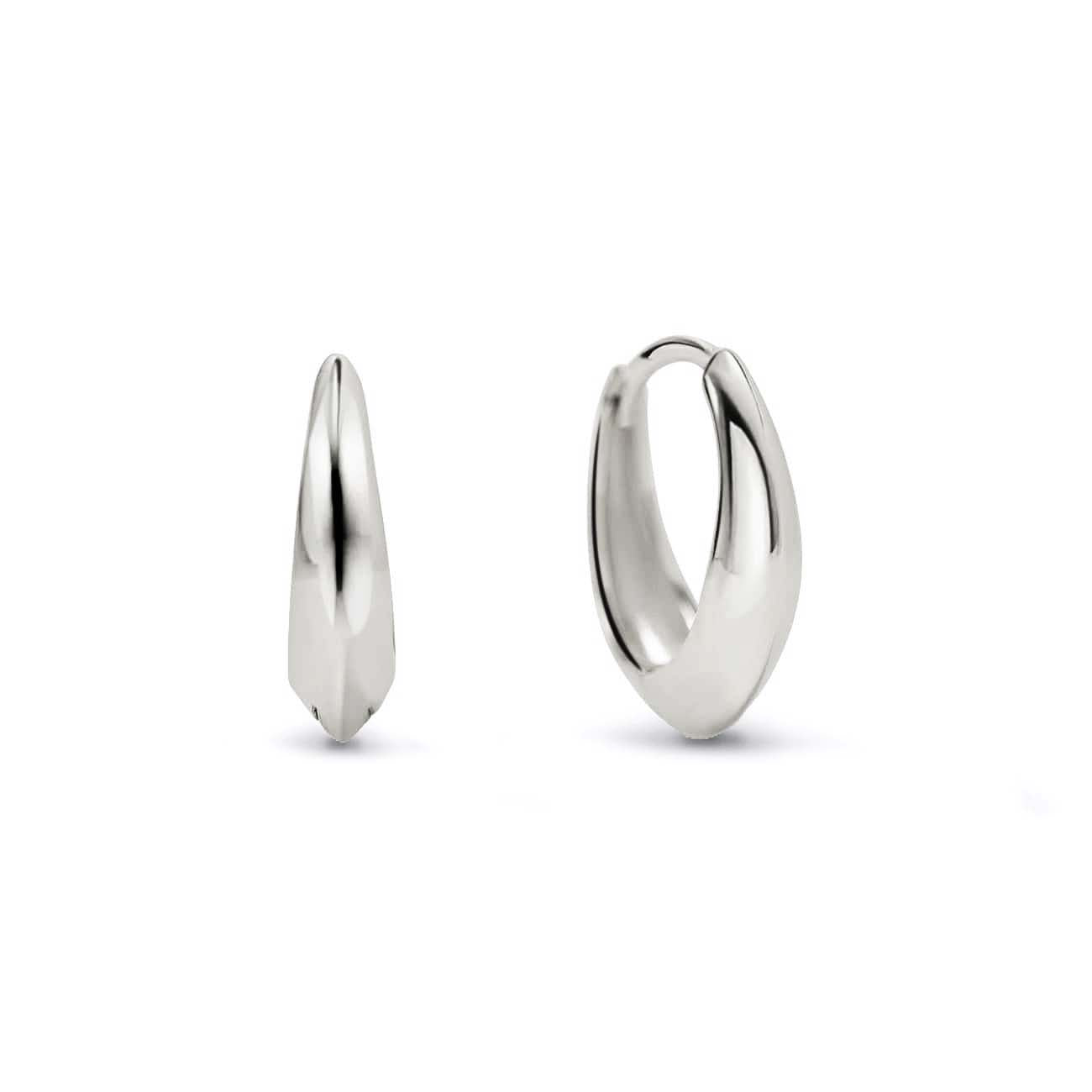 Beveled Teardrop Huggie Hoops