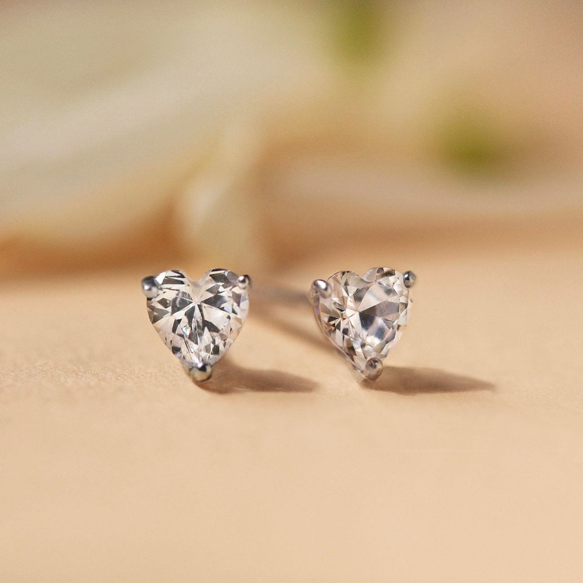 Heart Crystal Studs White Zirconia