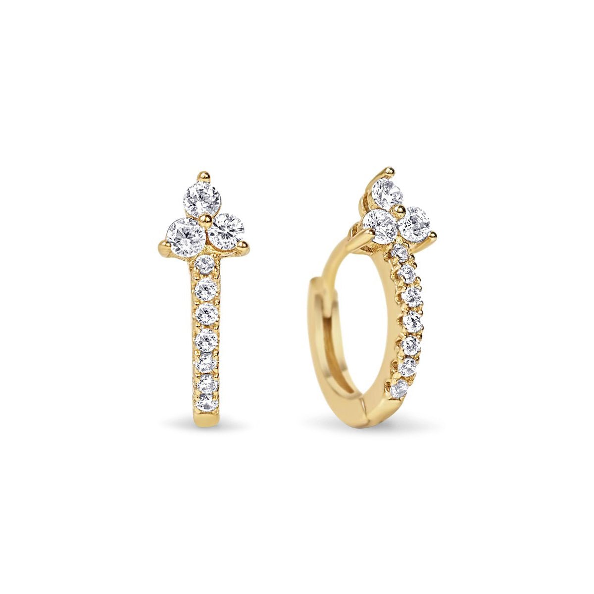 Clover Pavé Huggie Earrings White Zirconia