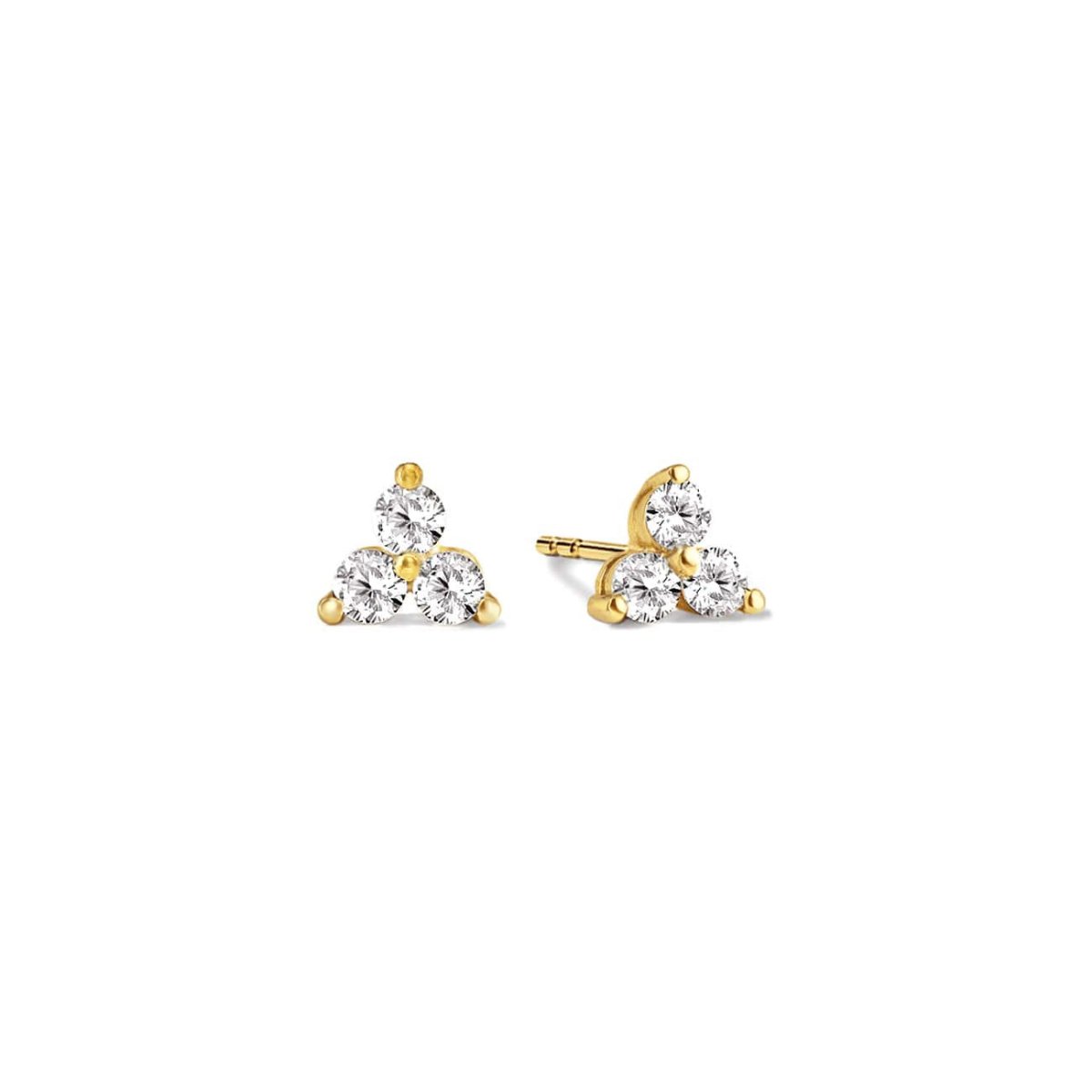 Tiny Clover Pavé Studs White Zirconia