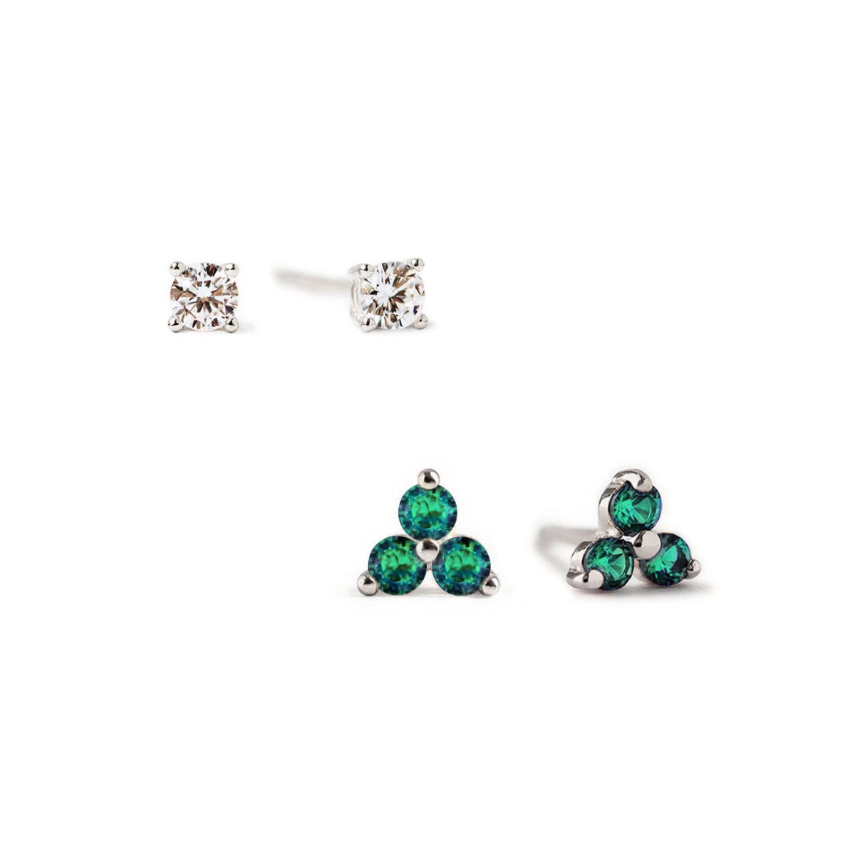 Buy Emerald silver stud earrings