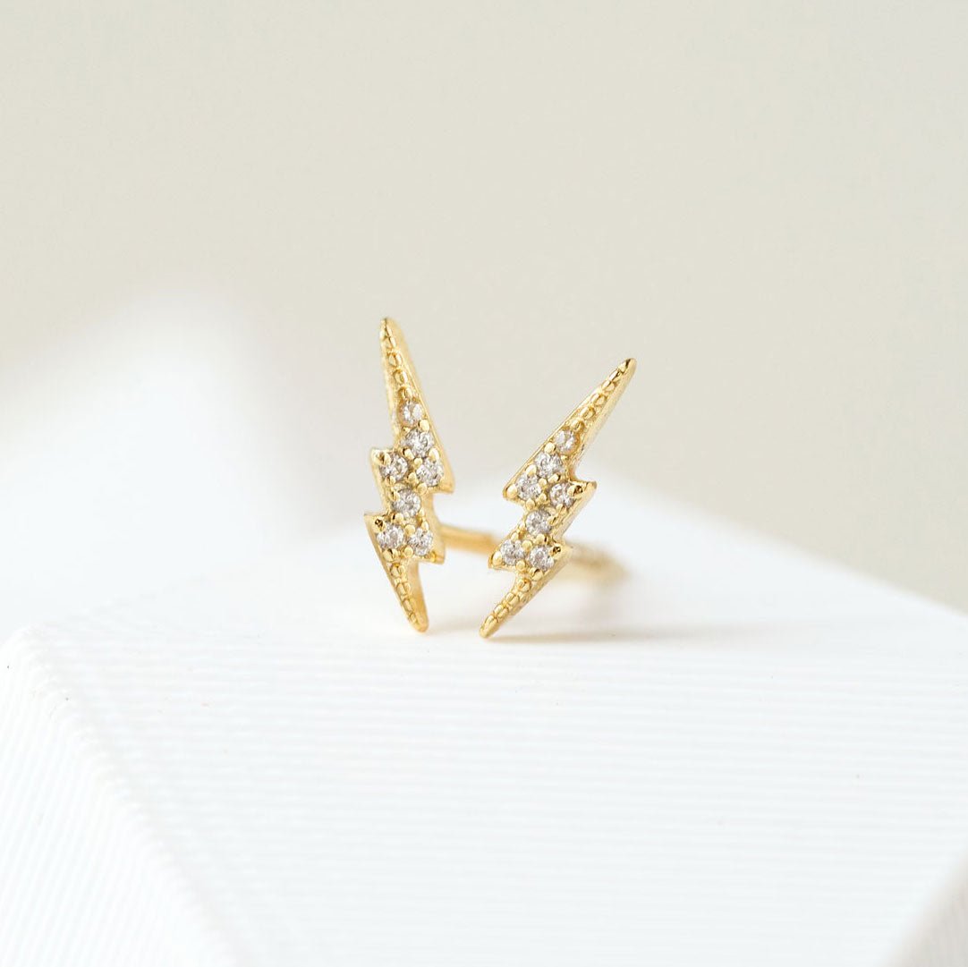 Tiny Lightning Bolt Pavé Studs