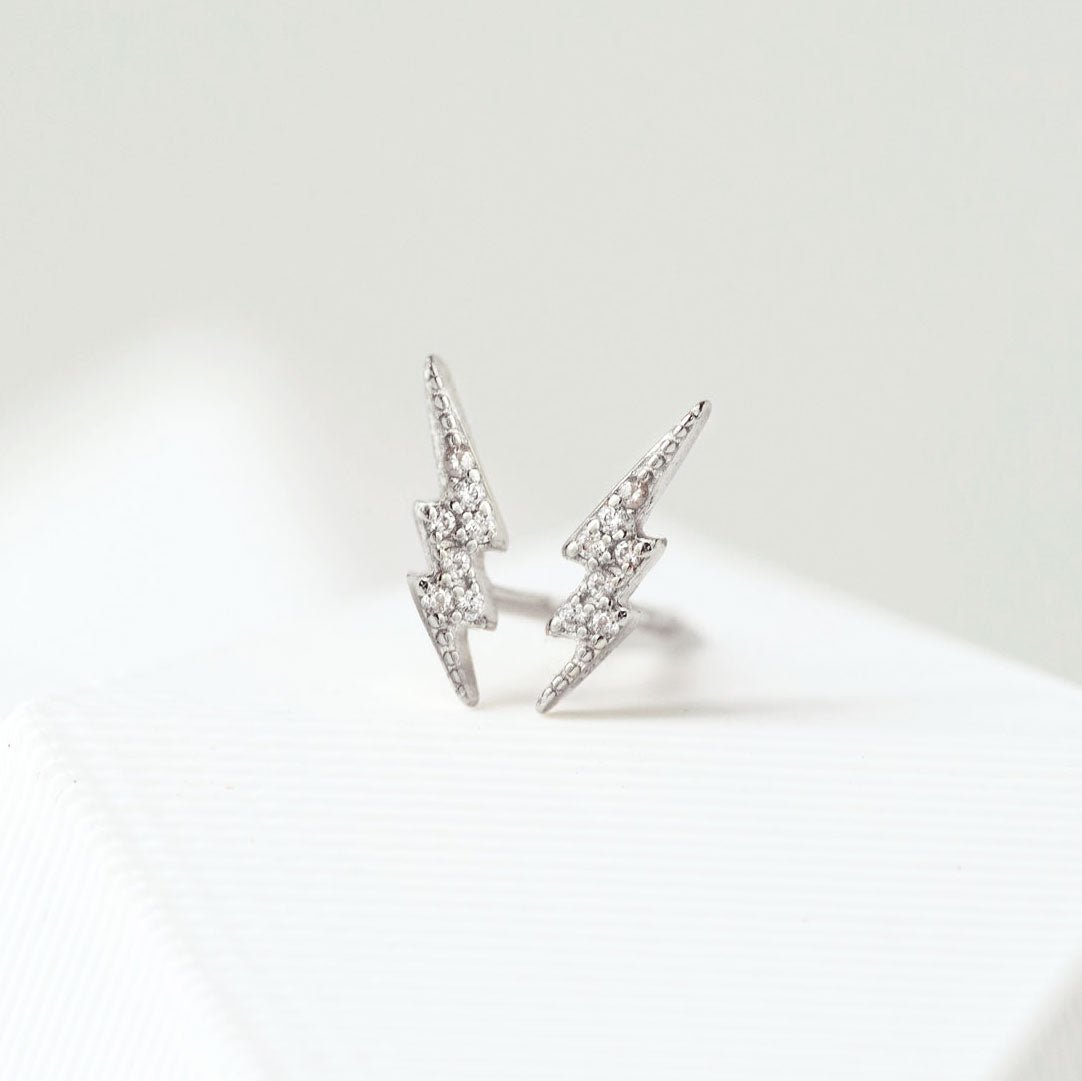 Tiny Lightning Bolt Pavé Studs