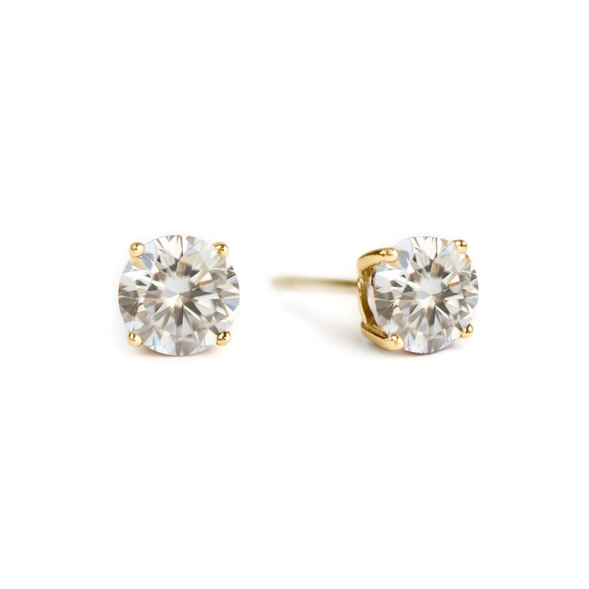 14k yellow gold jewish star stud earrings with popular pave set CZ's and screw backs