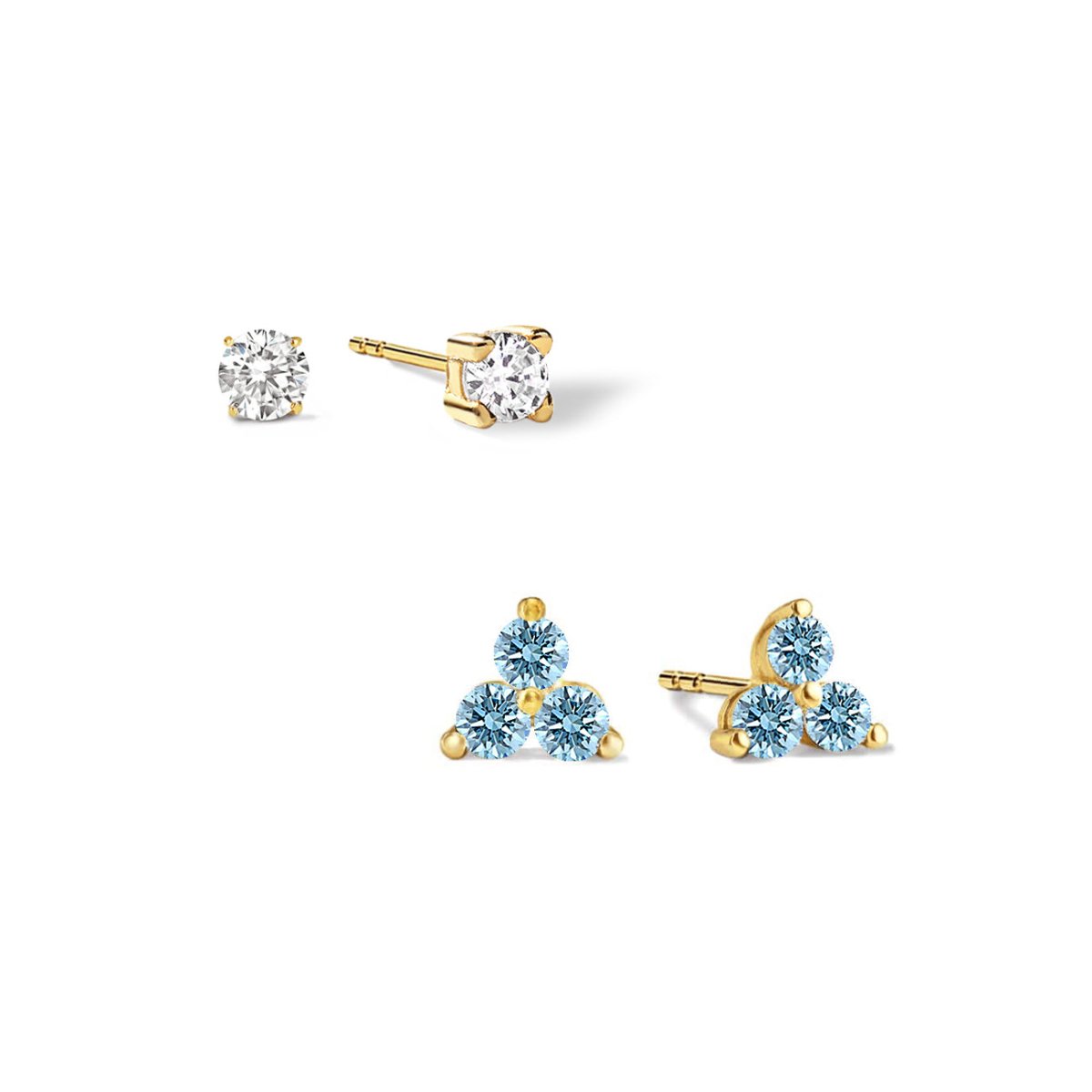 Birthstone Studs Set Aquamarine