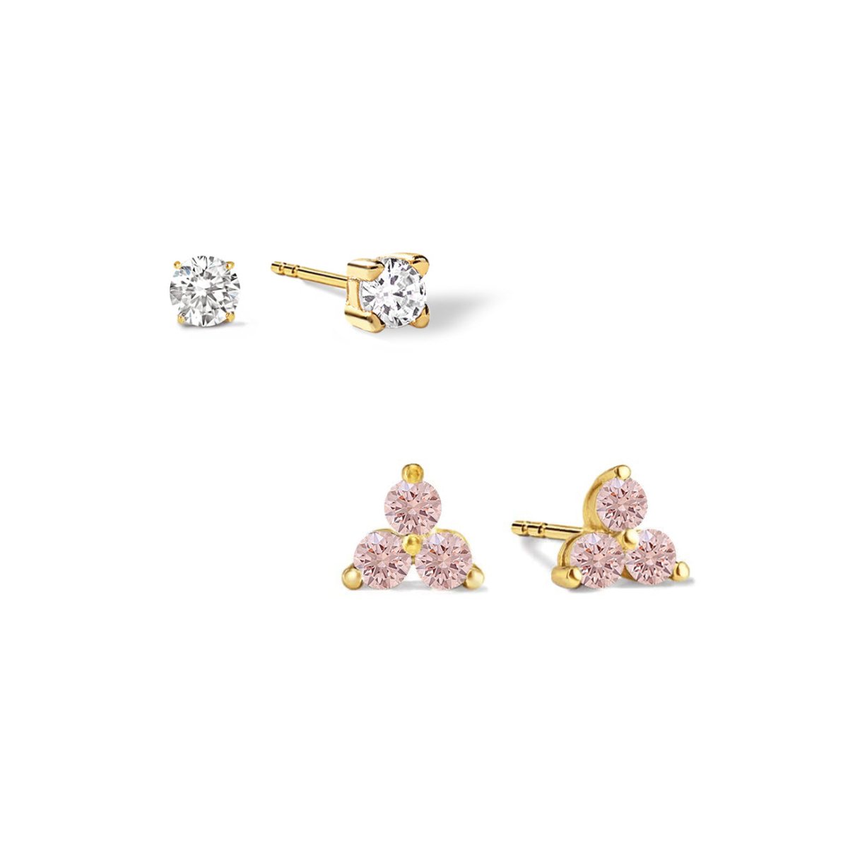 Birthstone Studs Set Pink Sapphire