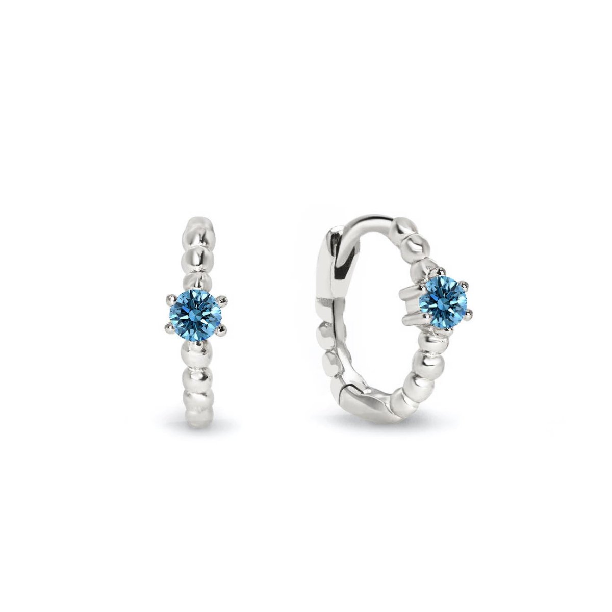 Gemstone Bead Huggies Blue Zircon