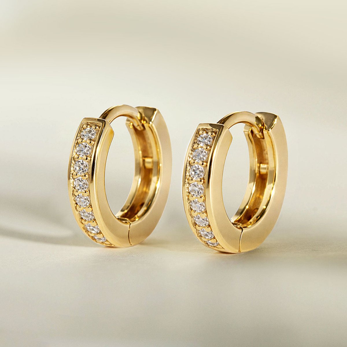 Classic Gold Vermeil Pavé Huggie Hoops from AMYO