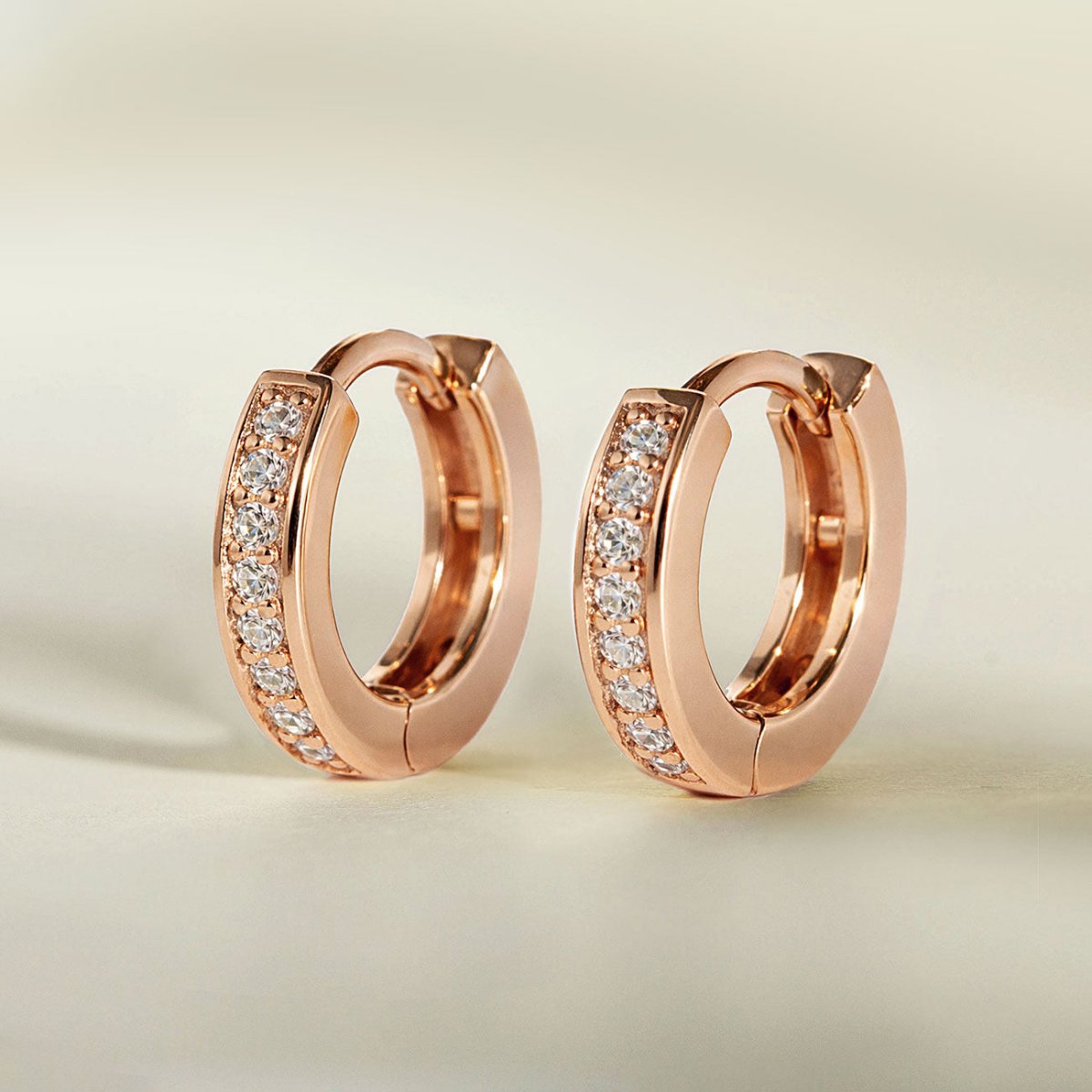 Classic Rose Gold Vermeil Pavé Huggie Hoops from AMYO