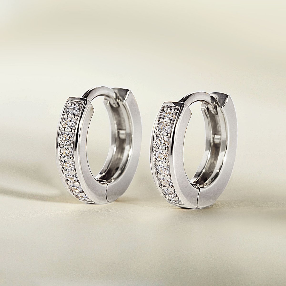 Classic Sterling Silver Pavé Huggie Hoops from AMYO