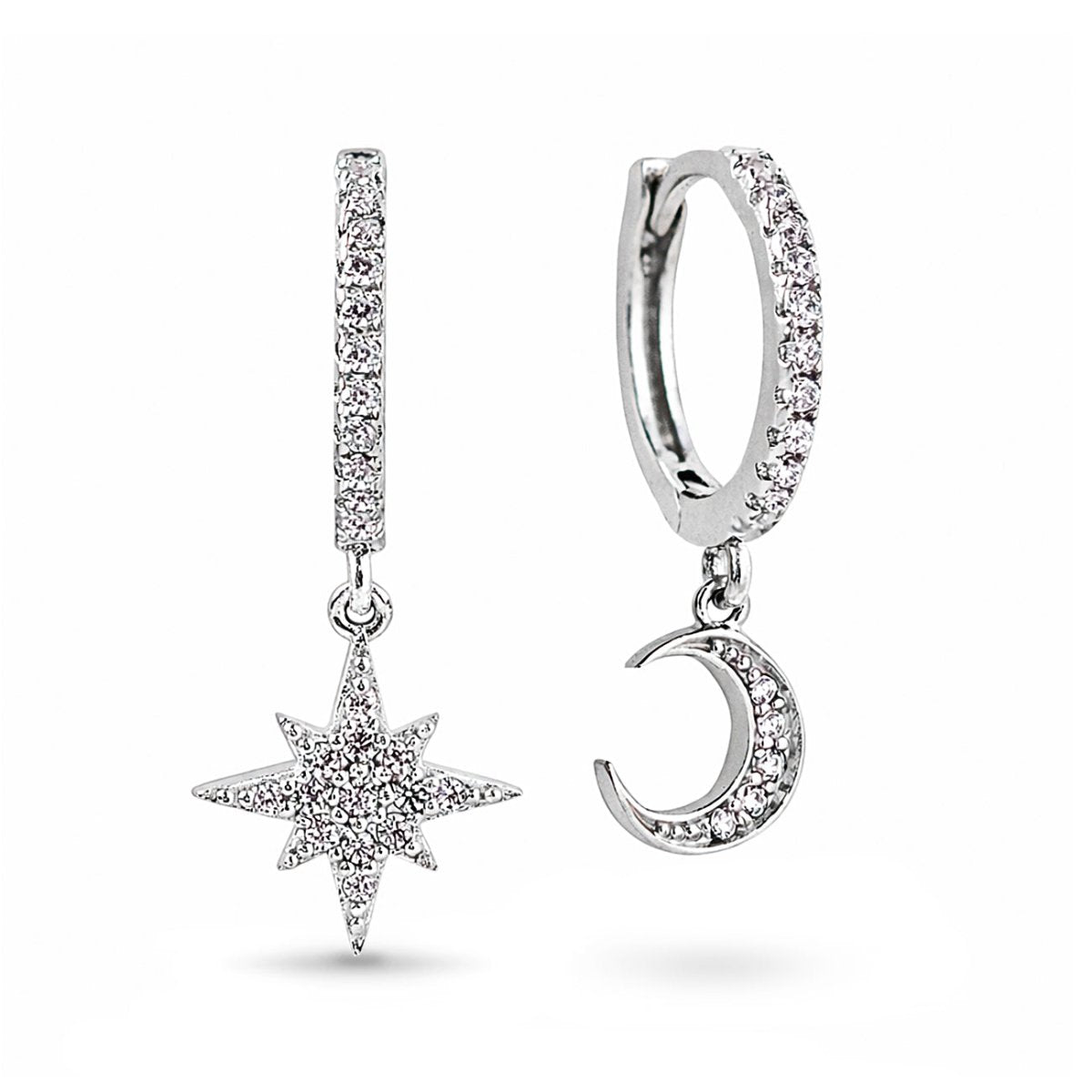 Celestial Star & Moon Huggie Earrings