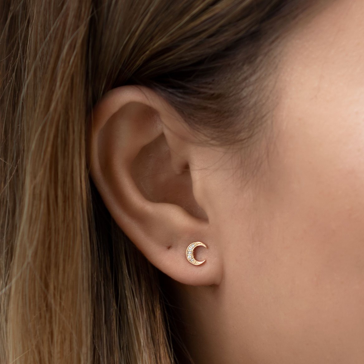 Crescent Moon Pavé Studs