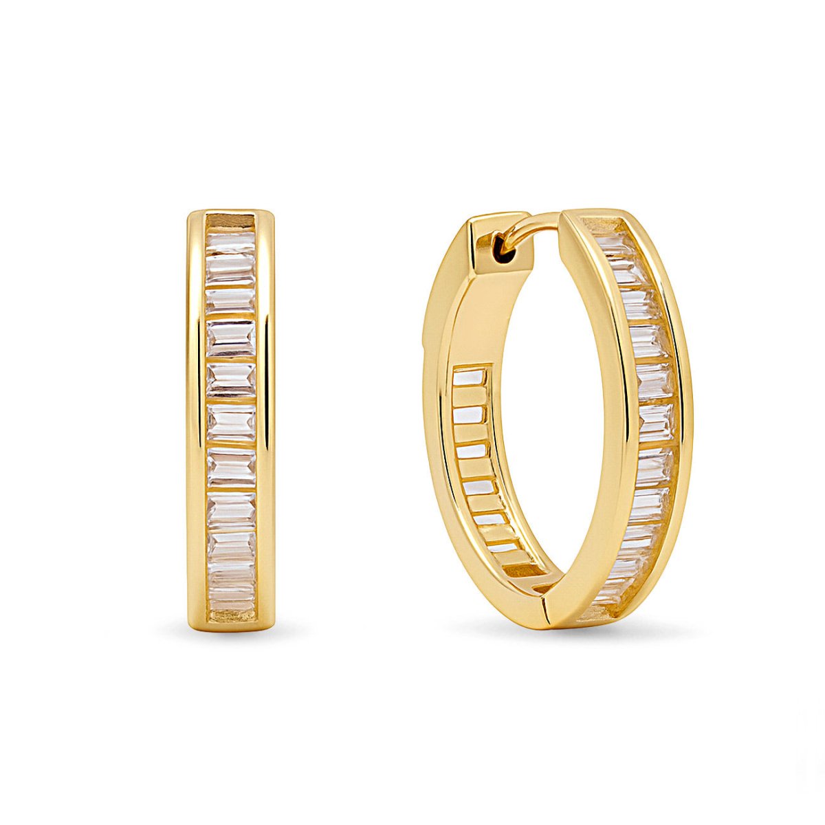 Channel Set Baguette Hoop Earrings