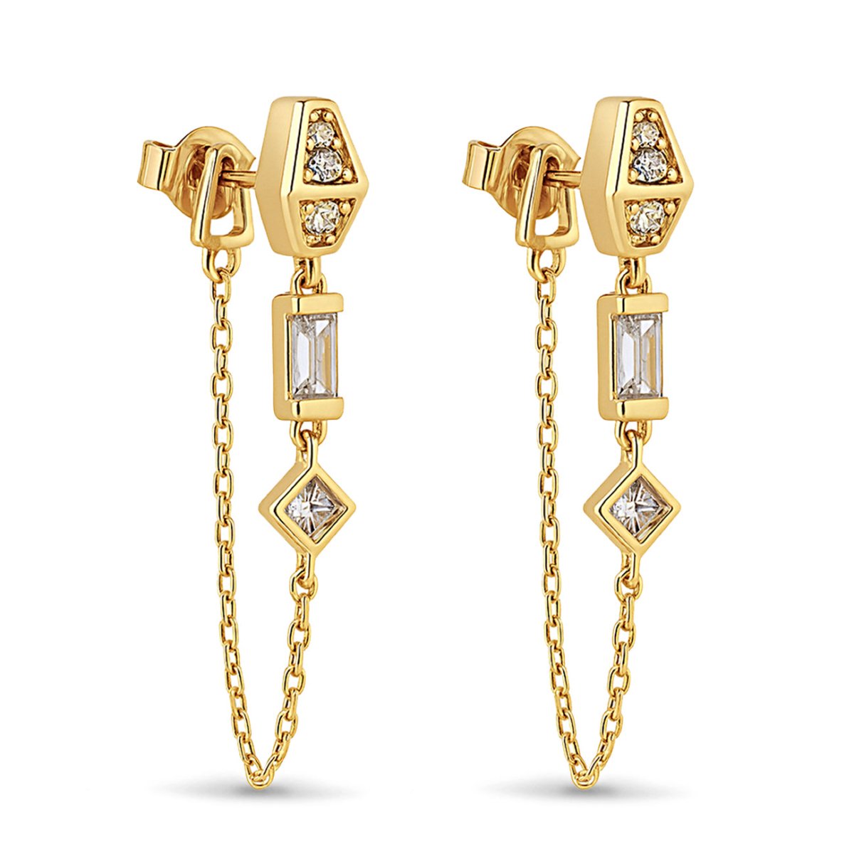 Multi Shaped Crystal Chain Earrings